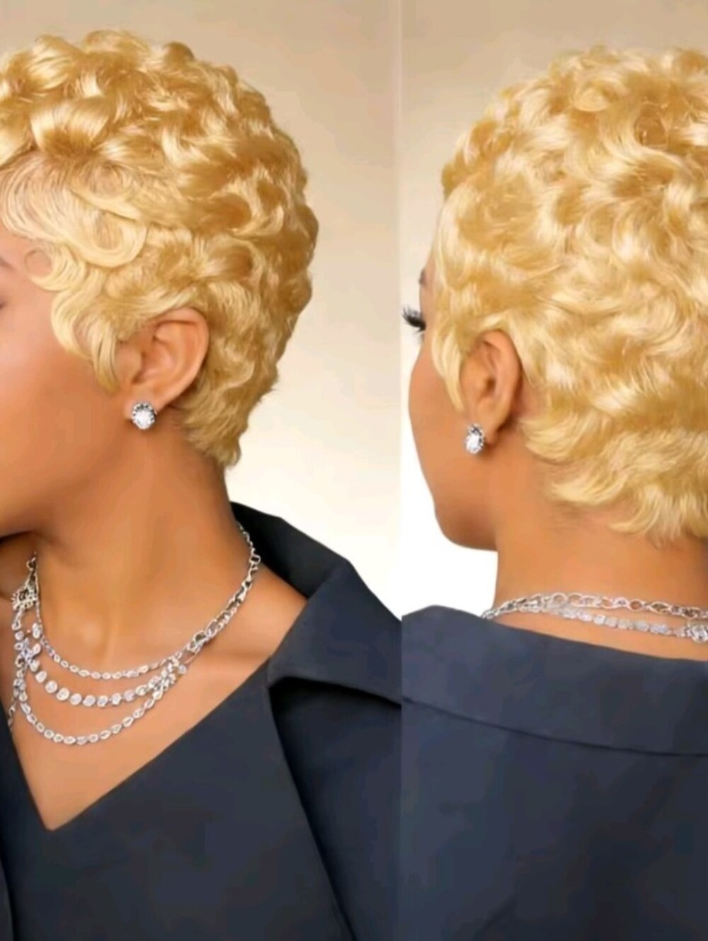 Women's 6" Inch Remy Human Hair Pixie Curly Wave Wig